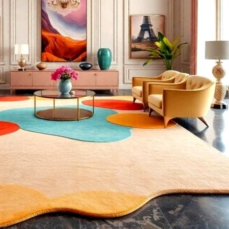 Handcrafted Multicolor Patch Abstract Living Room Rug